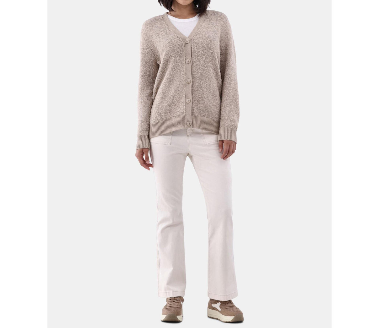 Time and Tru Womens Super Soft Button Cardigan True Taupe Size M