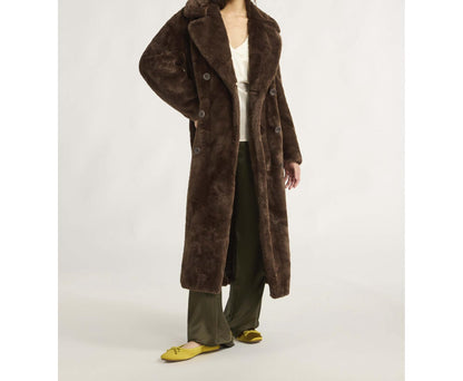 Scoop Womens Faux Fur Oversized Maxi Coat Hot Fudge Size M