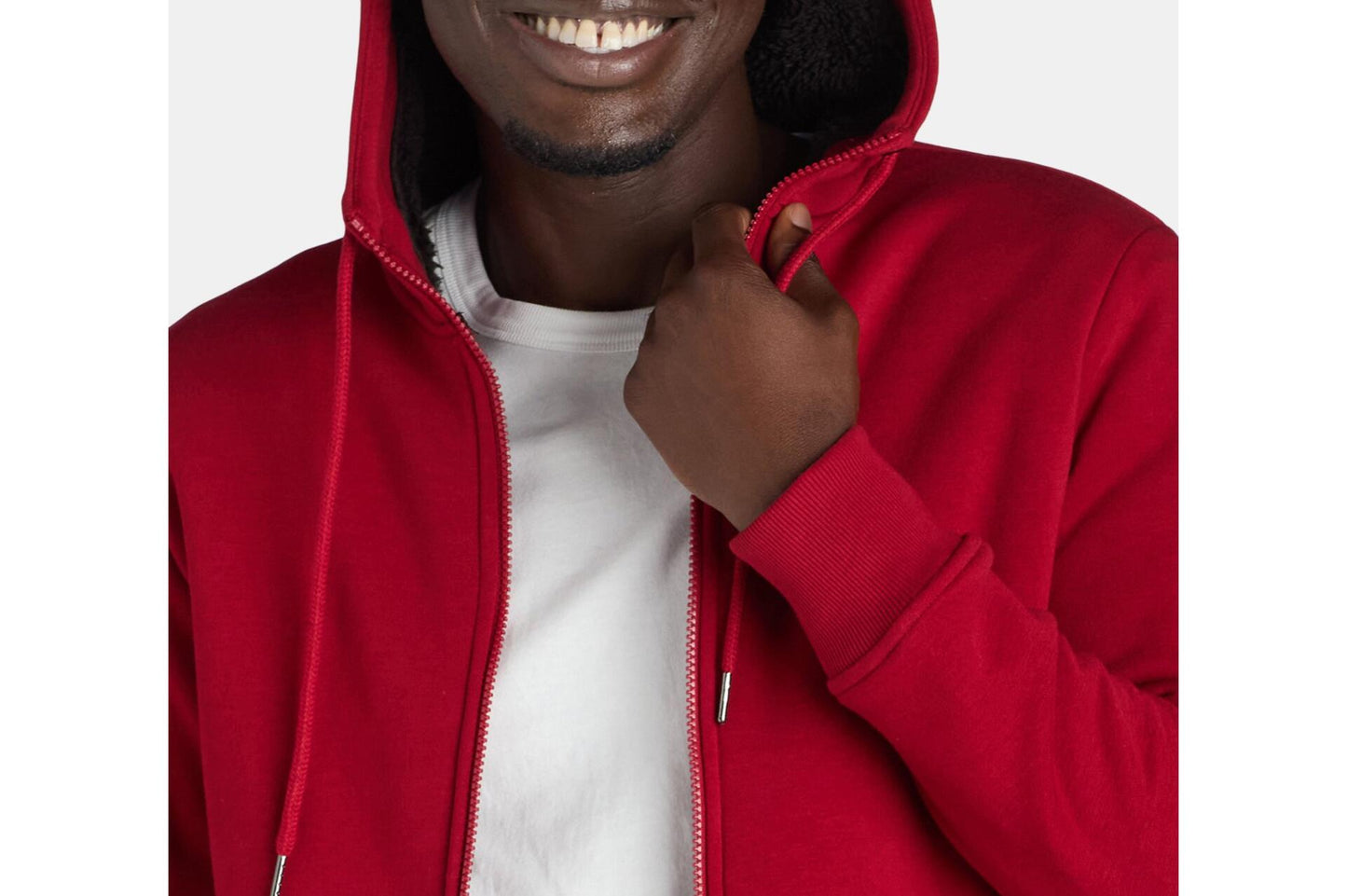 George Mens High Pile Fleece Lined Jacket with Hood Red Mark Size L