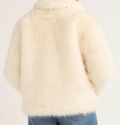 Scoop Womens Oversized Faux Fur Jacket Whisper White Size L