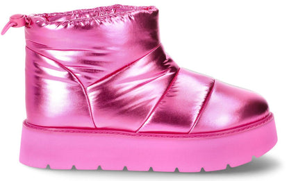 Portland Boot Company Womens Metallic Puffer Cozy Booties Fuschia Size 8