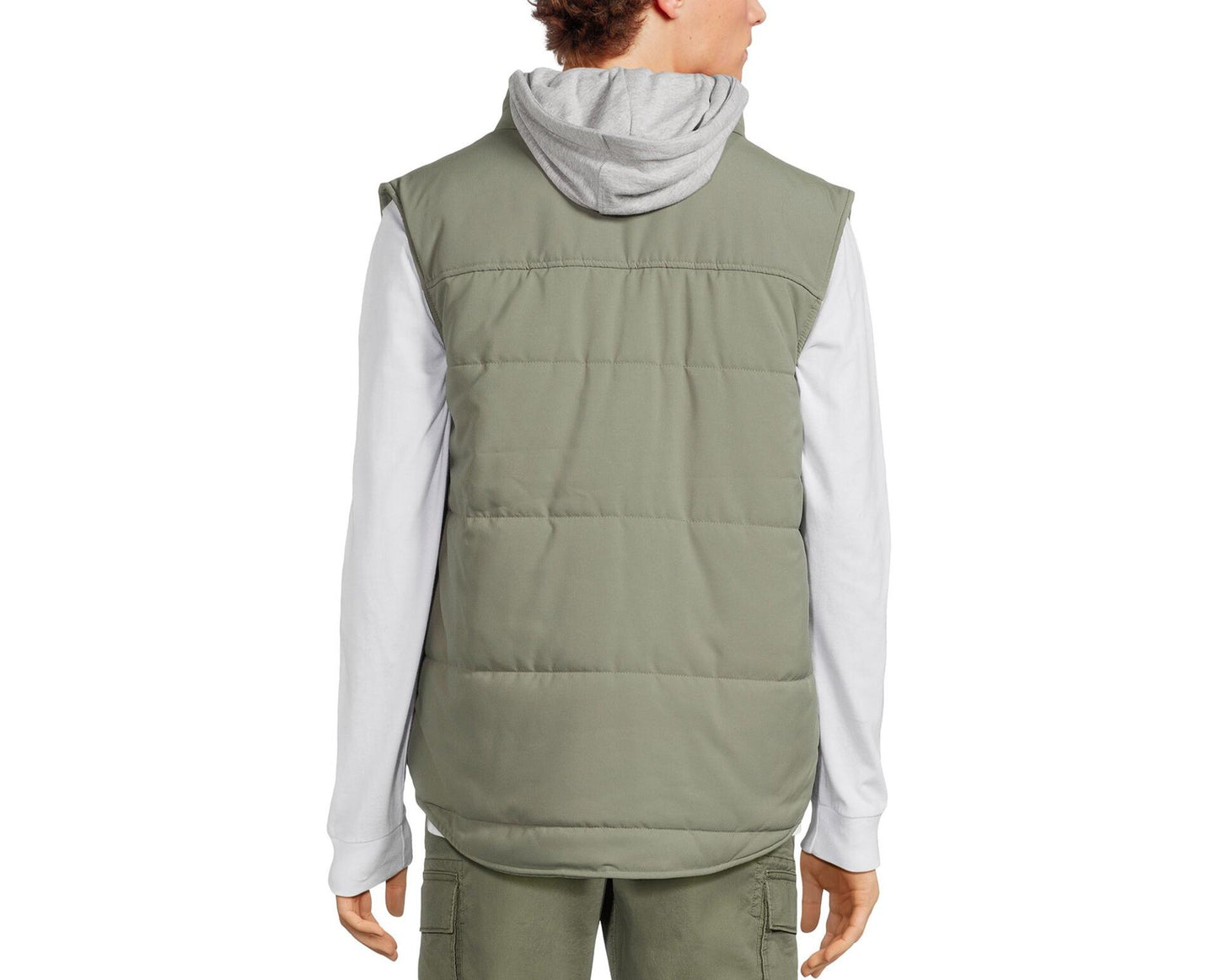 George Mens and Big Mens Hooded Vest Green Artichoke Size L