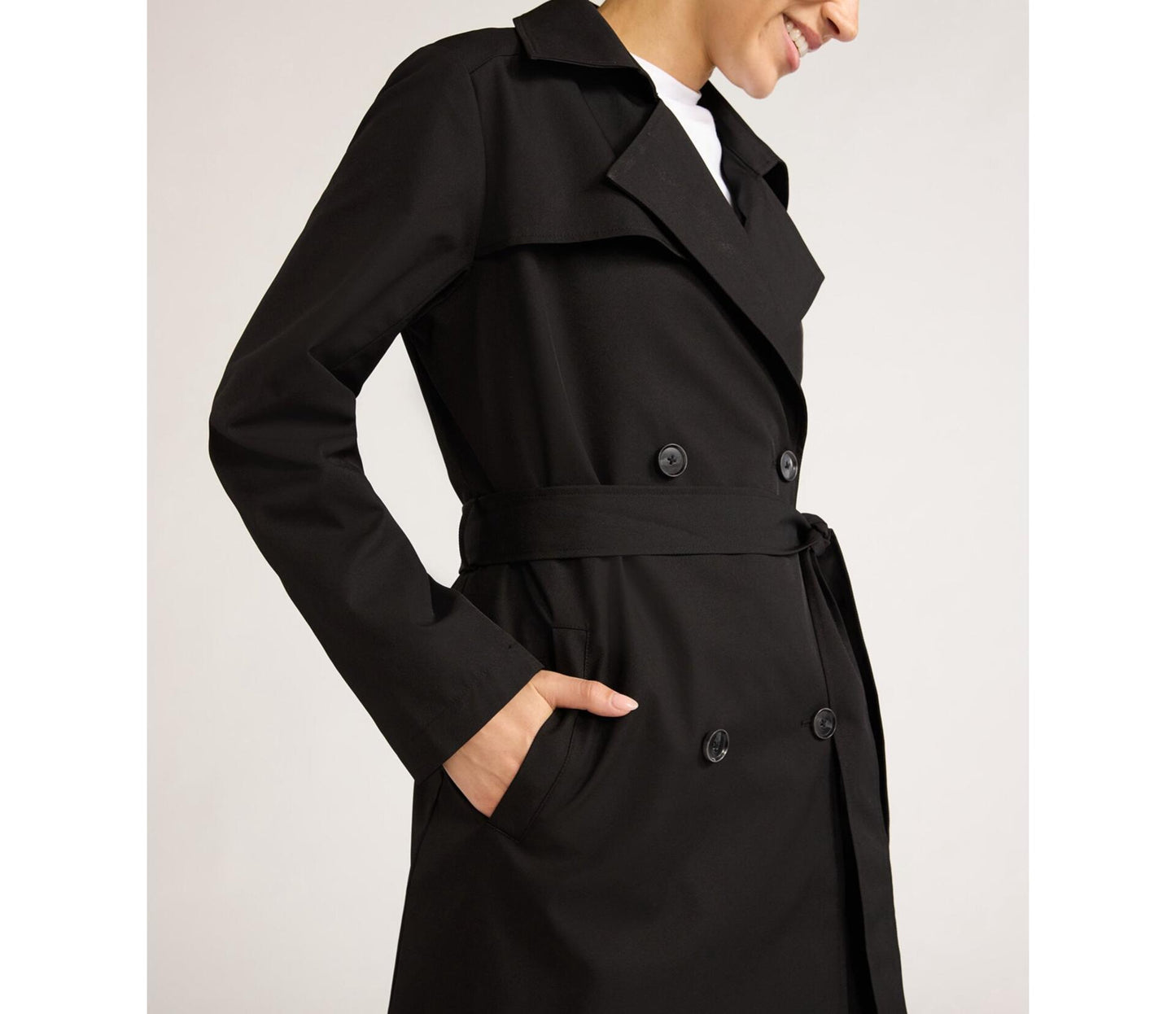 Sofia Jeans Womens Plus Size Double Breasted Trench Coat Black Soot Size XL