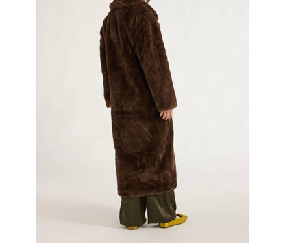 Scoop Womens Faux Fur Oversized Maxi Coat Hot Fudge Size M