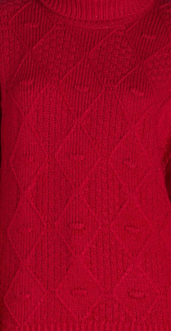 Time and Tru Womens Plus Bobble Knit Turtleneck Sweater Red Balloon Size 1X