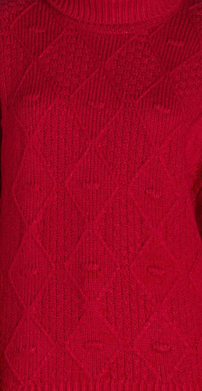 Time and Tru Womens Plus Bobble Knit Turtleneck Sweater Red Balloon Size 1X