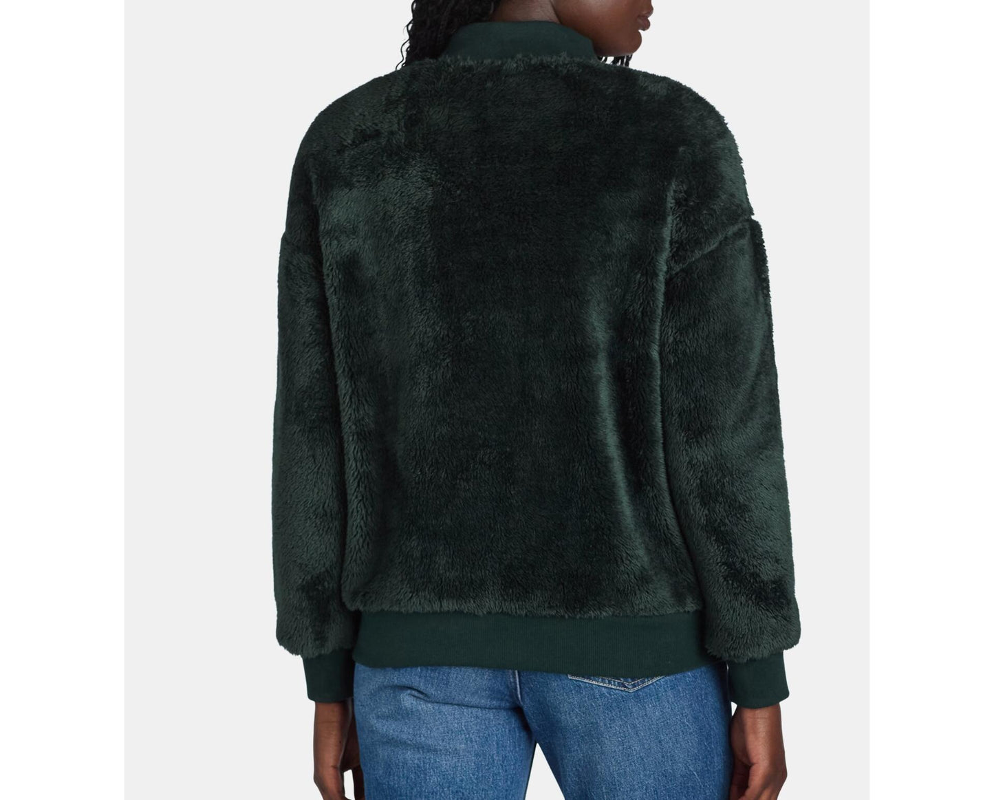 Time and Tru Womens Fleece Bomber Jacket Midweight Range Green Size L