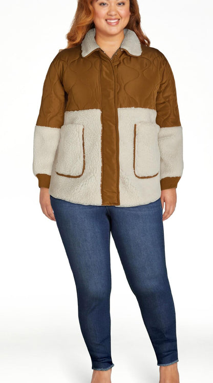 Jason Maxwell Womens Quilted Jacket with Faux Shearling Rubber Size L