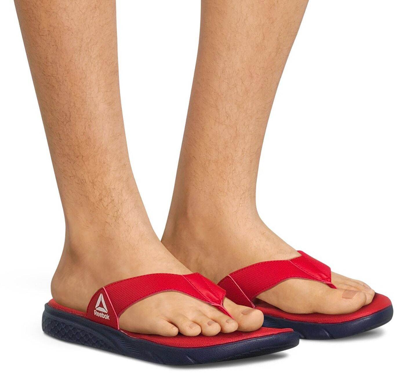 Reebok Mens Comfort Channel Thong Flip Flops Red/White Size 10