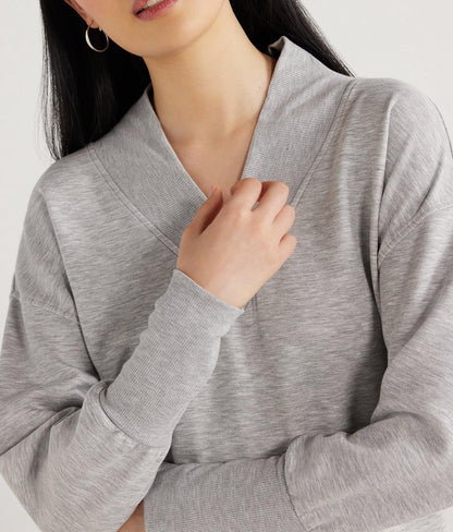 Scoop Womens and Womens Plus Scubaknit V-Neck Sweatshirt