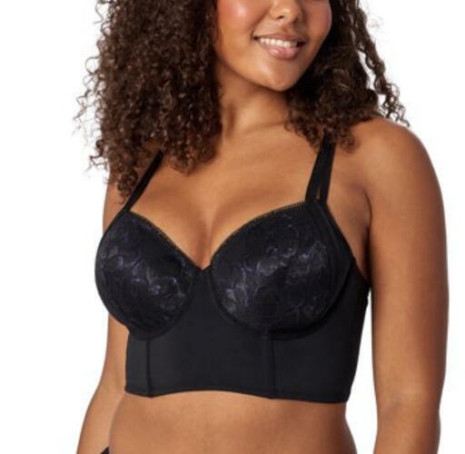 Adored by Adore Me Micro and Lace Lightly Lined Evalynn Bra Jet Black Size 34B