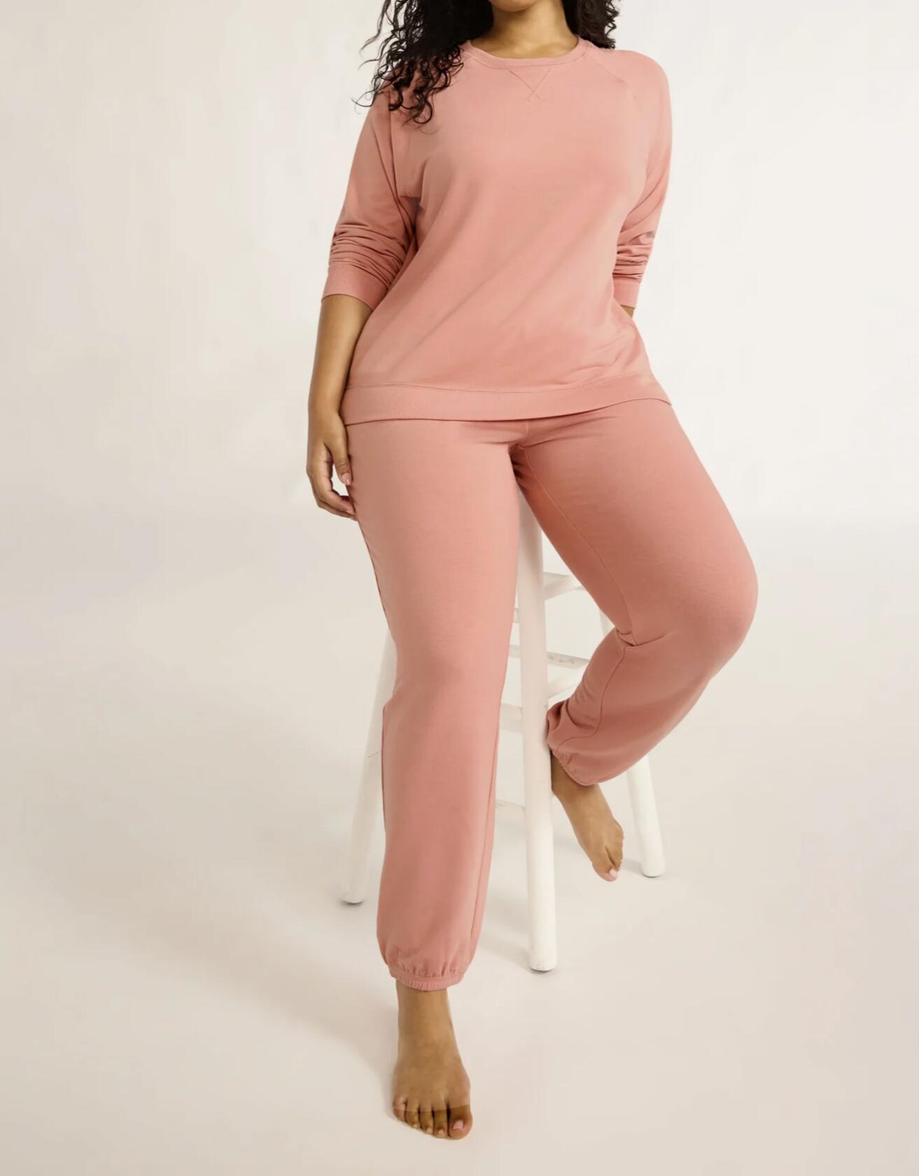 Joyspun Womens French Terry Sweatshirt and Joggers Pajama Coral Castle Size 3X