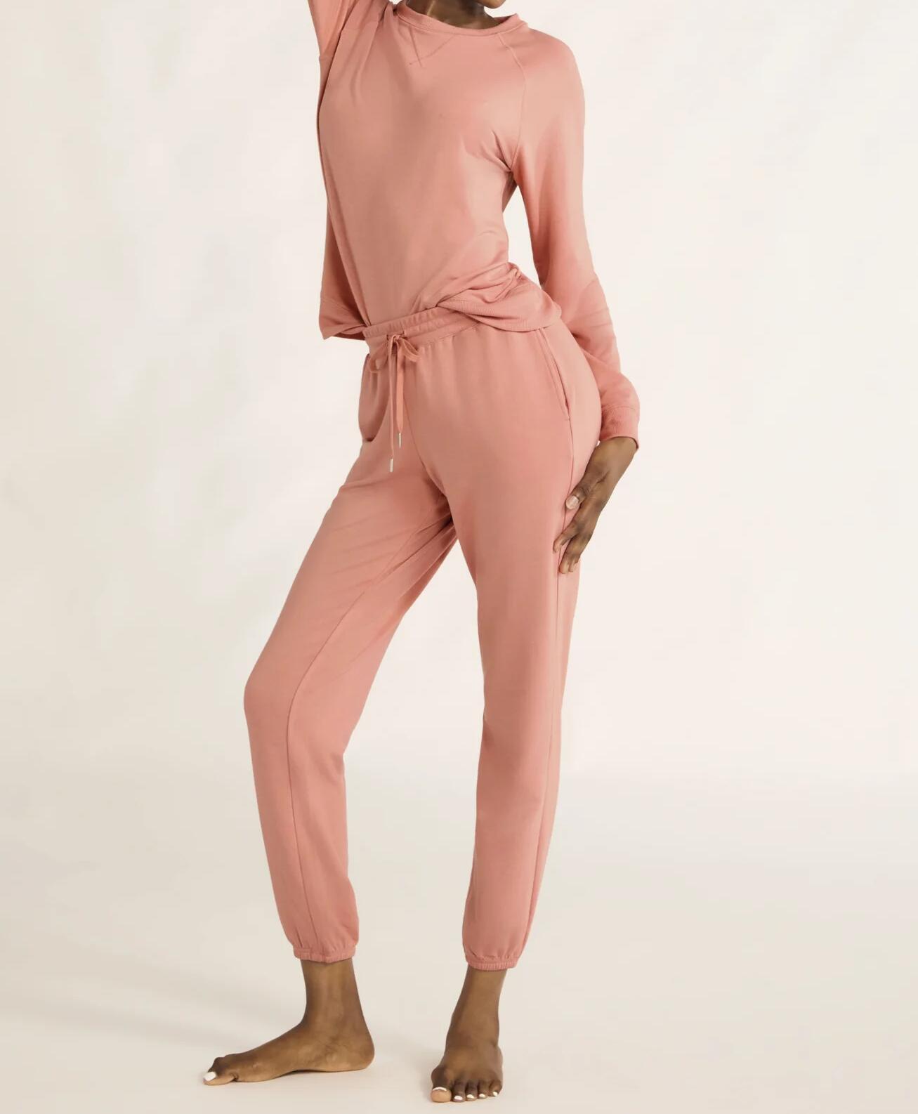 Joyspun Womens French Terry Sweatshirt and Joggers Pajama Coral Castle Size 3X