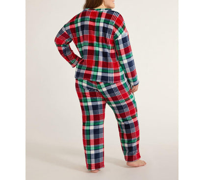 Joyspun Womens Fleece Long Sleeve Top with Pajama Pants 2-Pcs