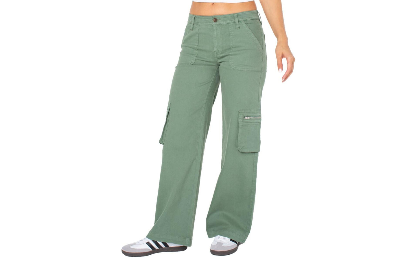 Celebrity Pink Juniors Mid Rise Wide Leg Cargo Pant Green Size 11/30