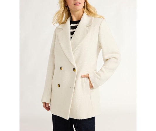 Free Assembly Womens Boxy Double Breasted Jacket Cream 100 Size XXL