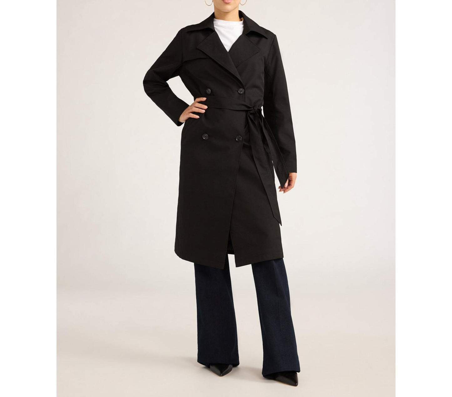 Sofia Jeans Womens Double Breasted Trench Coat Black Soot Size L