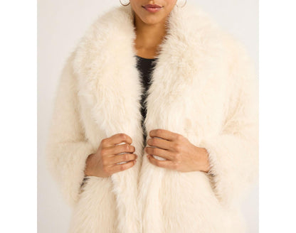 Scoop Womens Oversized Faux Fur Jacket Whisper White Size S
