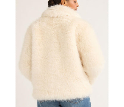 Scoop Womens Oversized Faux Fur Jacket Whisper White Size S