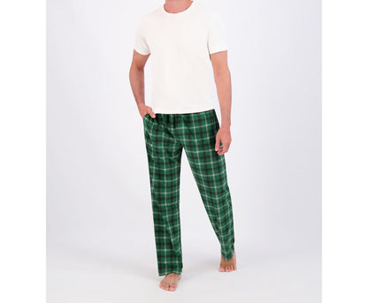 Hanes Mens Cozy Microfleece Pajama Pants 2-Pack Black Plaid/Green Plaid Size L