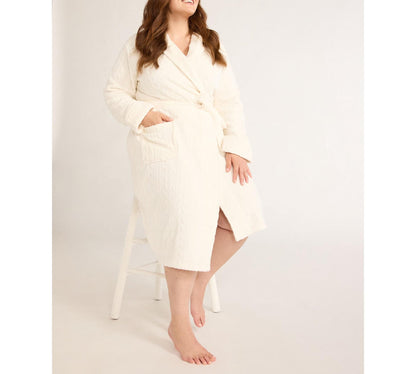 Joyspun Womens Plush Robe Winter White Size M