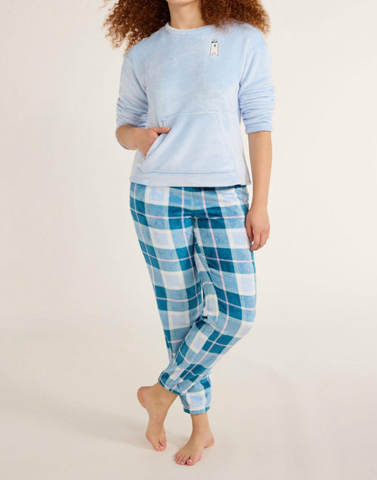 Joyspun Womens and Womens Plus Crew Neck Plush Pajama Set