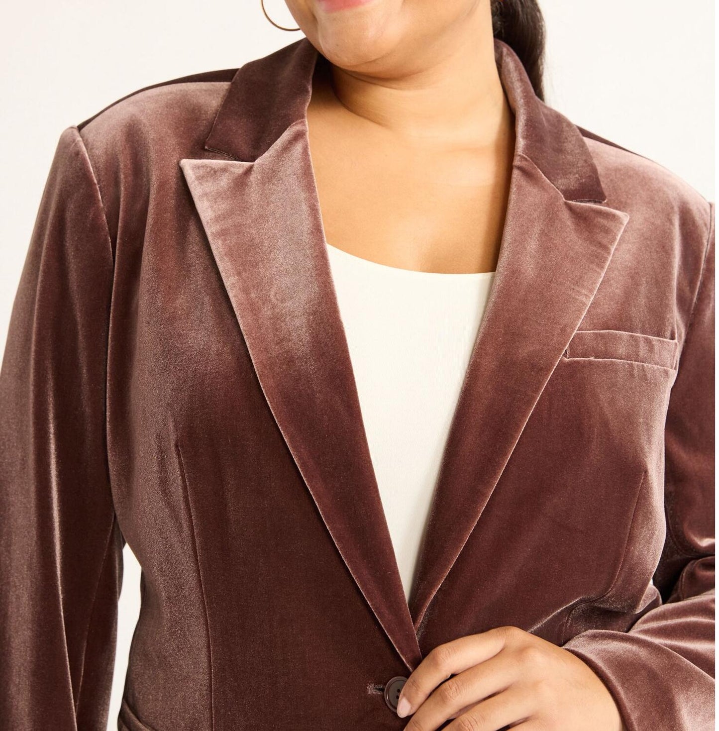 Sofia Jeans Womens Velvet Single Breasted Blazer French Roast Size 4X