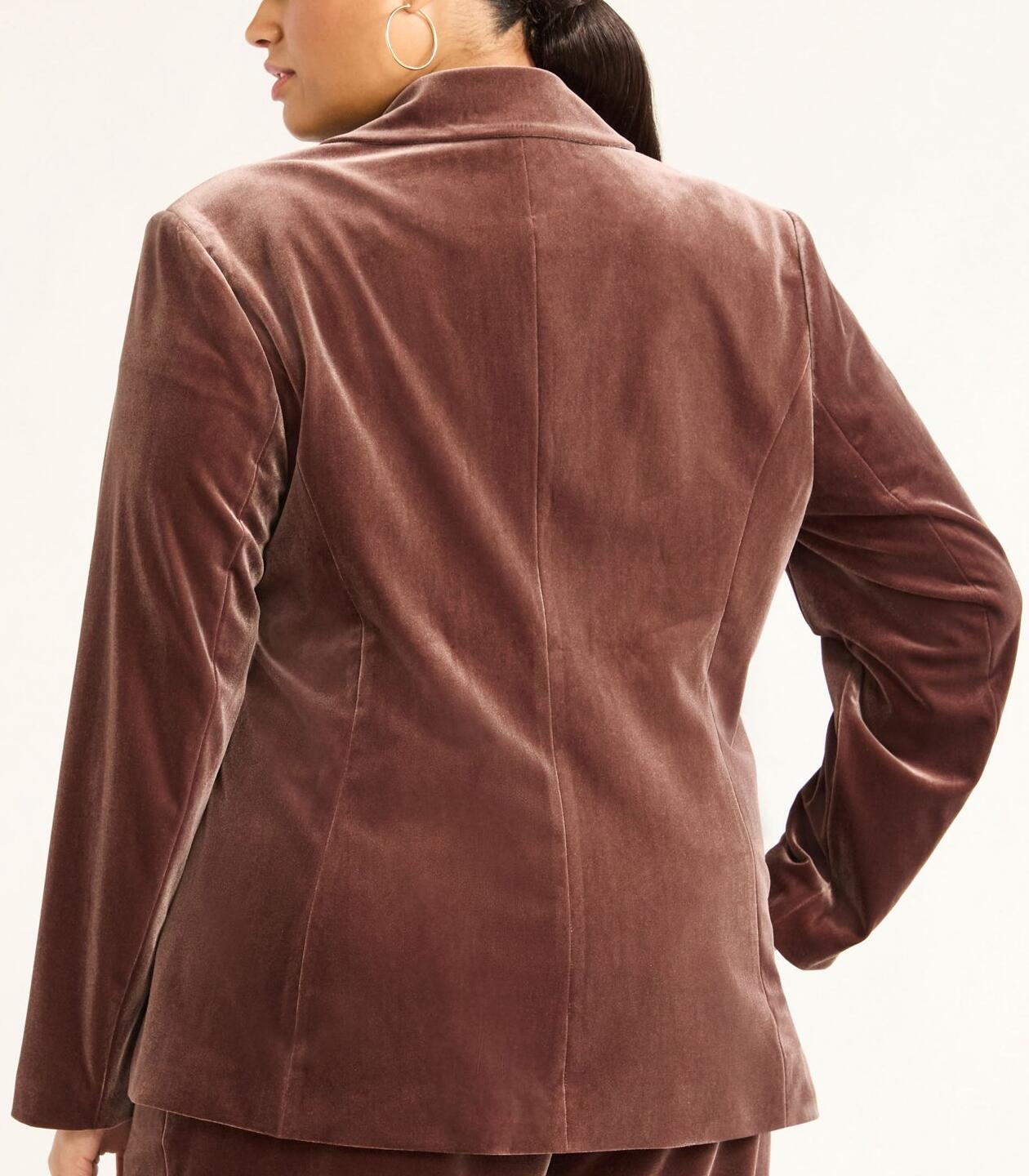 Sofia Jeans Womens Velvet Single Breasted Blazer French Roast Size 4X