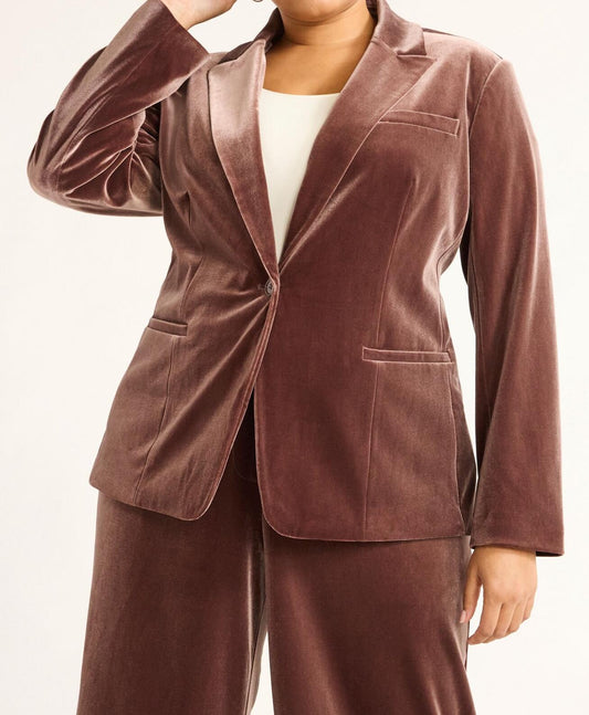Sofia Jeans Womens Velvet Single Breasted Blazer French Roast Size 4X