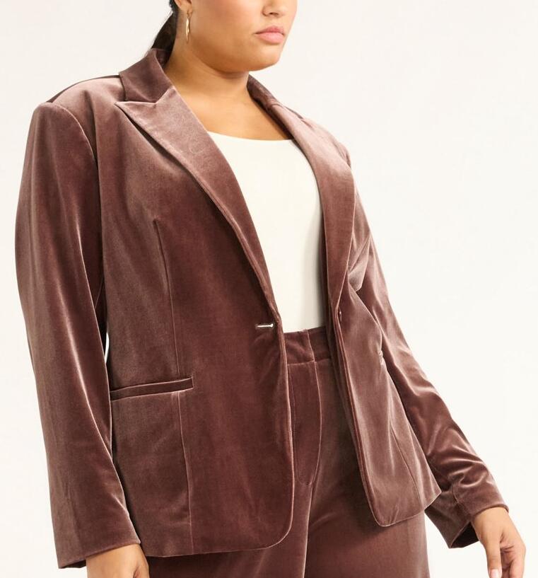 Sofia Jeans Womens Velvet Single Breasted Blazer French Roast Size 4X
