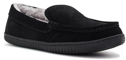 George Mens Hillcrest Moccasin Slippers Black Size 9-10