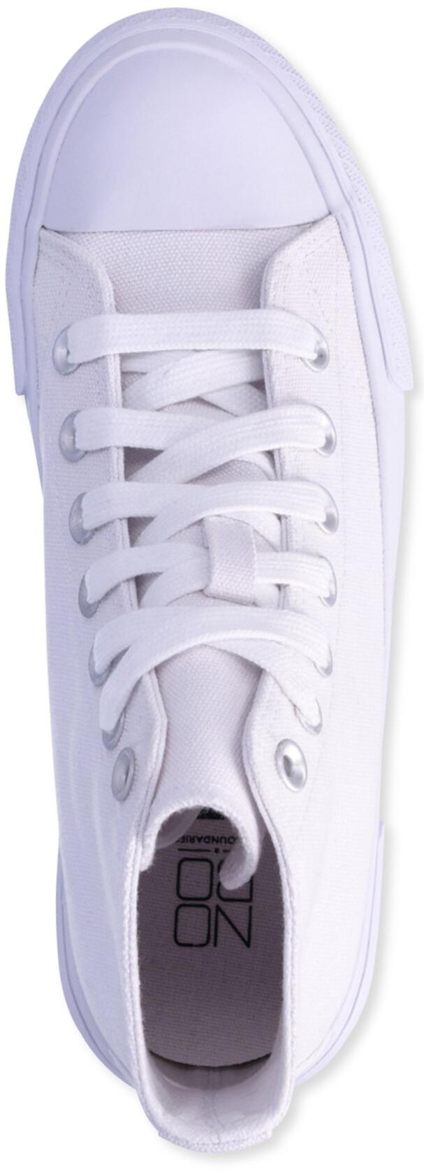 No Boundaries Womens Platform Lace Up Hi Top Sneakers Cotton Canvas White Sz 8.5