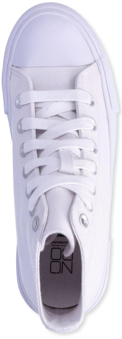 No Boundaries Womens Platform Lace Up Hi Top Sneakers Cotton Canvas White Sz 8.5