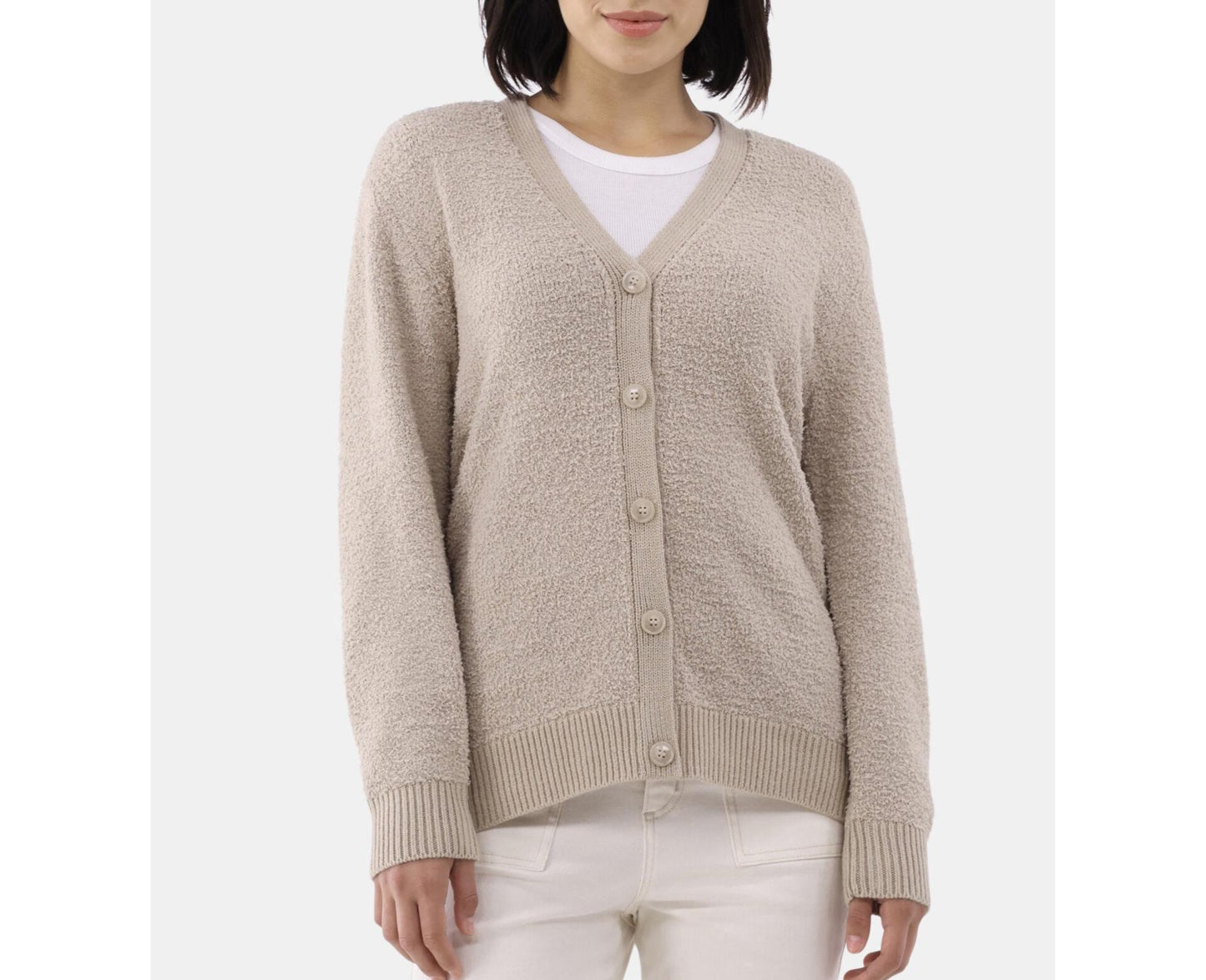 Time and Tru Womens Super Soft Button Cardigan True Taupe Size M