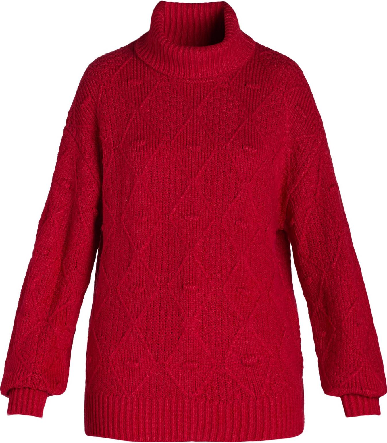 Time and Tru Womens Plus Bobble Knit Turtleneck Sweater Red Balloon Size 1X