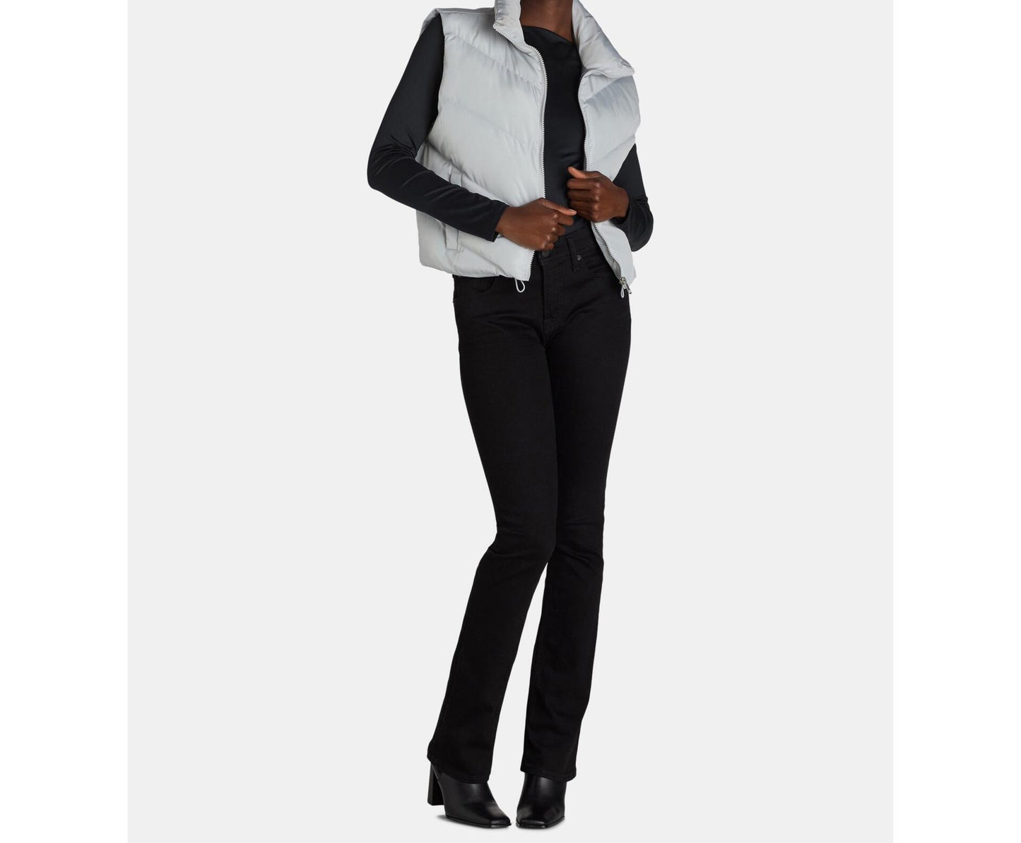 Liv & Lottie Womens Cropped Puffer Vest Silver Size S