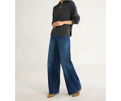 Free Assembly Women Half Zip Sweater Pullover Midweight Heather Dark Gray Size L