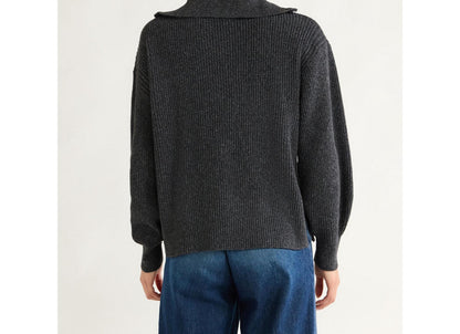 Free Assembly Women Half Zip Sweater Pullover Midweight Heather Dark Gray Size L