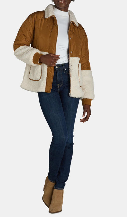 Jason Maxwell Womens Quilted Jacket with Faux Shearling Rubber Size L