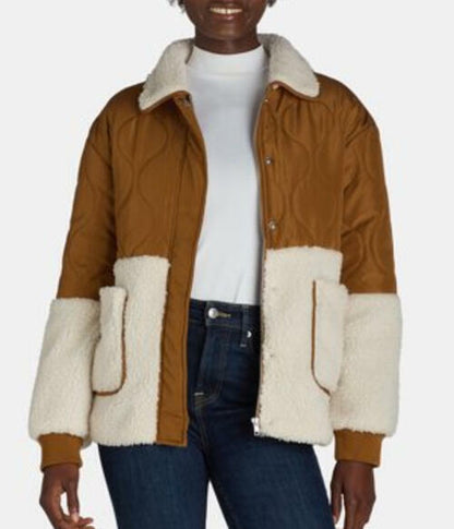 Jason Maxwell Womens Quilted Jacket with Faux Shearling Rubber Size L