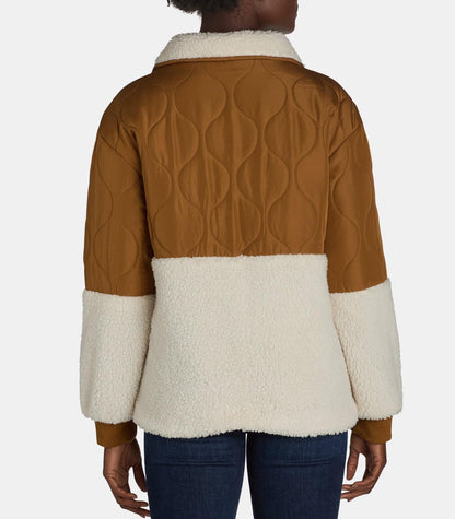 Jason Maxwell Womens Quilted Jacket with Faux Shearling Rubber Size L