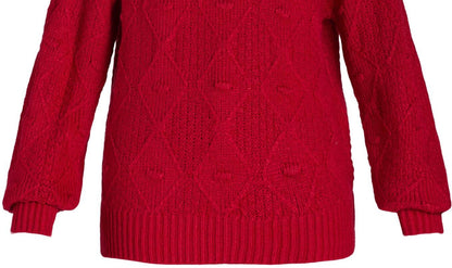 Time and Tru Womens Plus Bobble Knit Turtleneck Sweater Red Balloon Size 1X