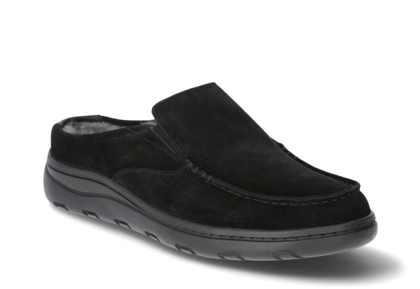 George Mens Genuine Suede Moc Toe Slippers Wide Width Black Size 11W