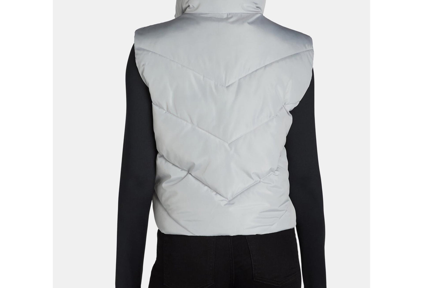 Liv & Lottie Womens Cropped Puffer Vest Silver Size S