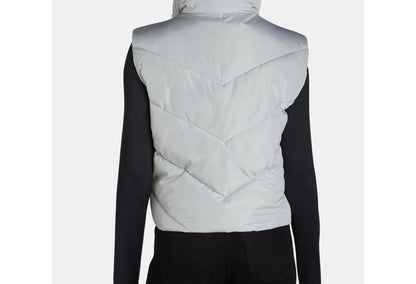 Liv & Lottie Womens Cropped Puffer Vest Silver Size S