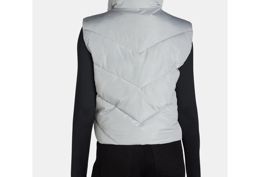 Liv & Lottie Womens Cropped Puffer Vest Silver Size S