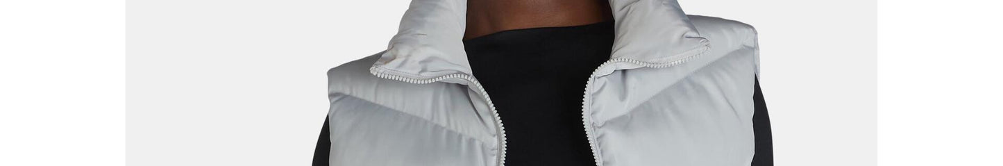 Liv & Lottie Womens Cropped Puffer Vest Silver Size S