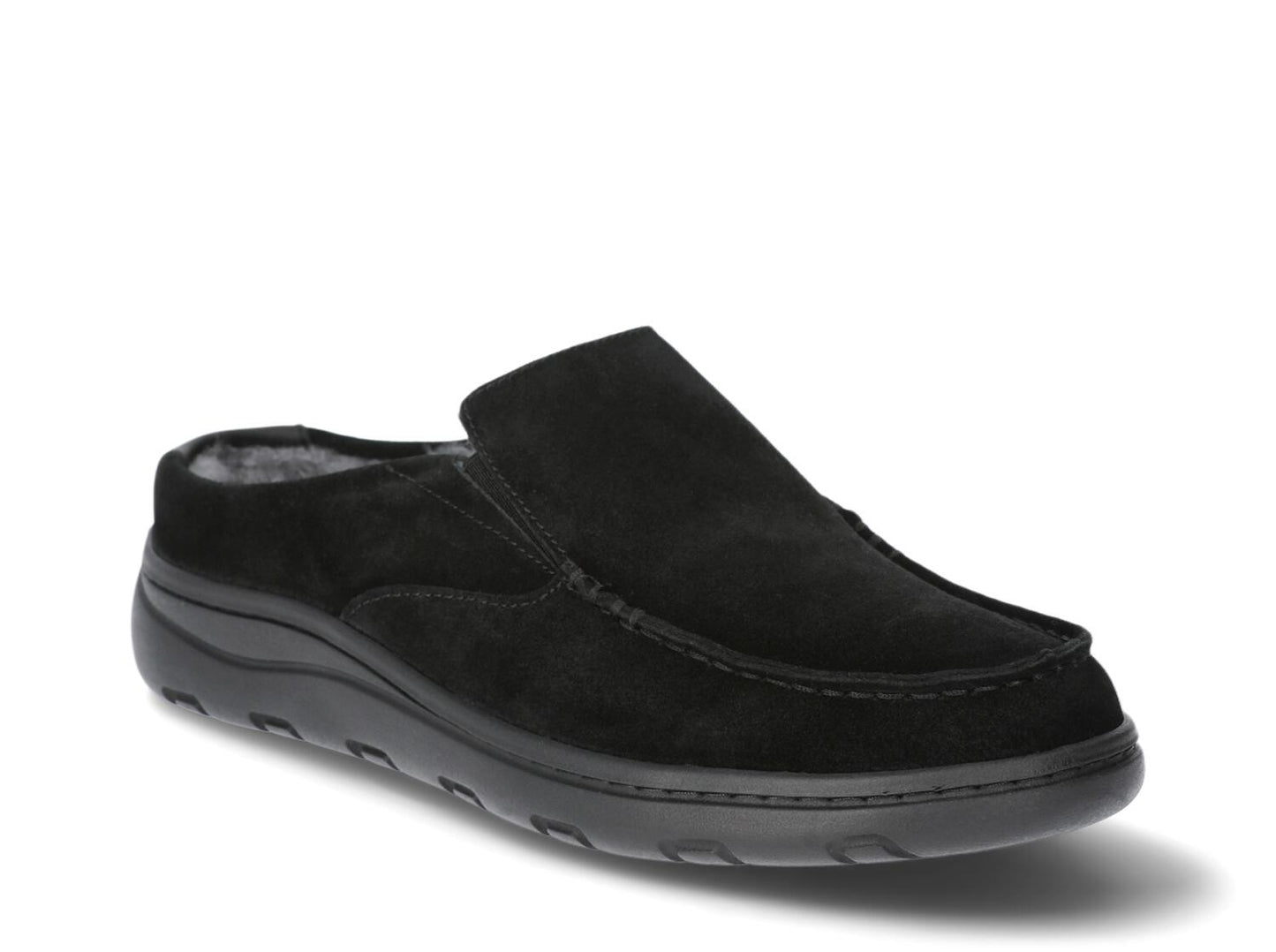 George Mens Genuine Suede Moc Toe Slippers Wide Width Black Size 11W