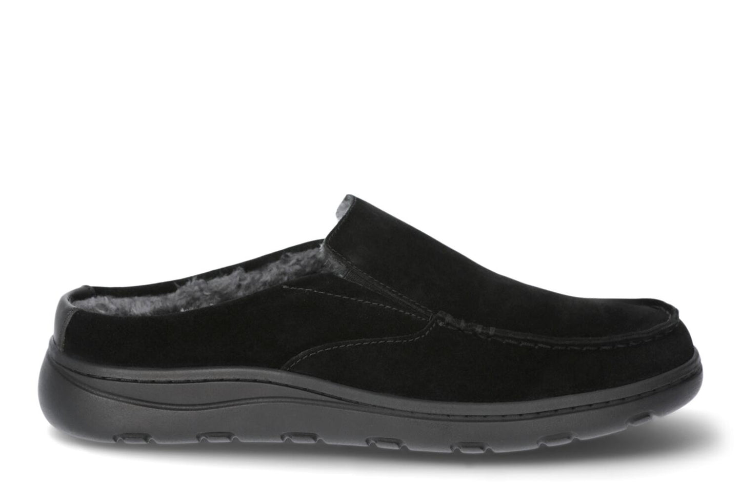 George Mens Genuine Suede Moc Toe Slippers Wide Width Black Size 11W