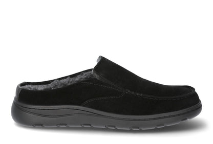 George Mens Genuine Suede Moc Toe Slippers Wide Width Black Size 11W